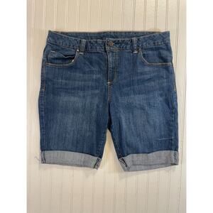 Faded Glory Denim Mid Rise Waisted Blue Jean Shorts Women's 14 W